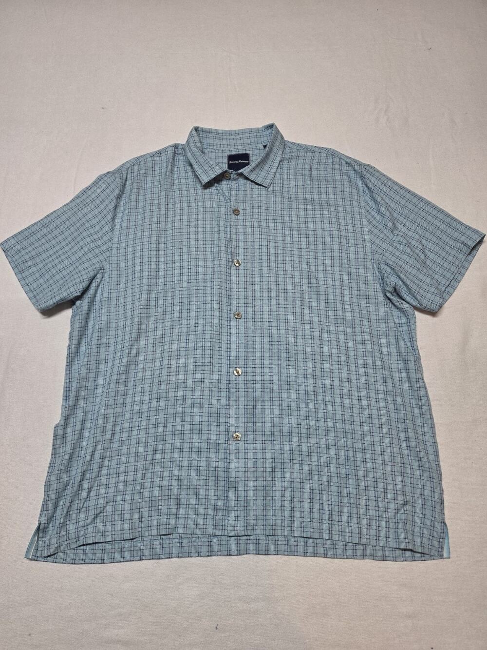Tommy Bahama Men’s XXL TBG Blue Plaid Short Sleeve Button Up Shirt Casual